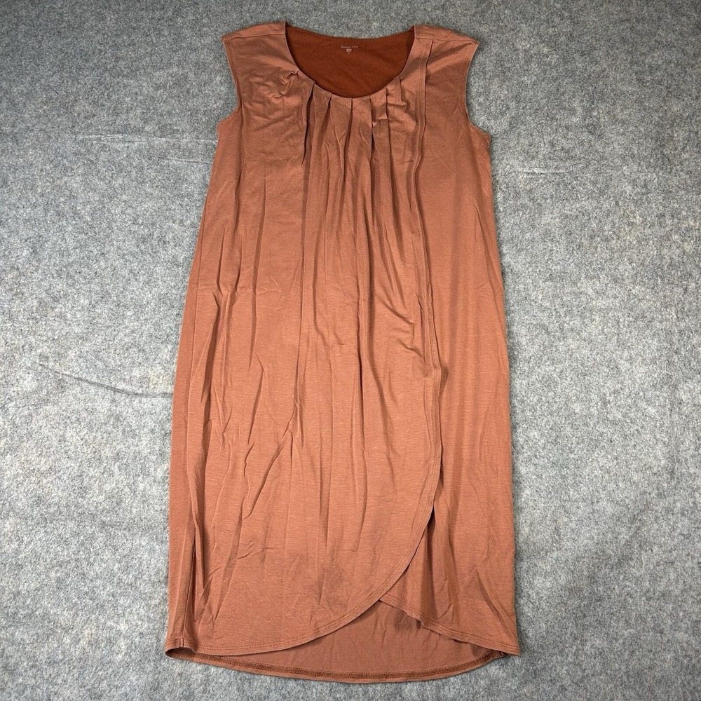 Garnet Hill Dress Women's Small Pleated Knit Wrap Tencel Spandex Cinnamon Orange